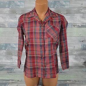 Gotcha Covered Plaid Button Up Shirt/Top sz 5/6